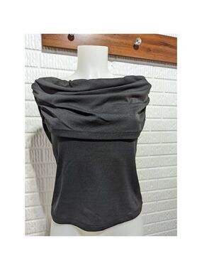 Carilyn Vaile Women Black Pullover Sleeveless Nylon Off Shoulder Knit Top Medium